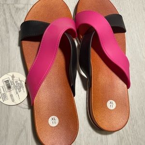 Rubber like black and pink woman sandals size XL (11) RUN A LITTLE SMALL**